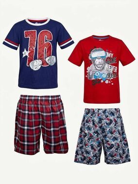 🔥Sleep On It Pair of 2 Tshirt and Shorts Pajama Sets Youth Large